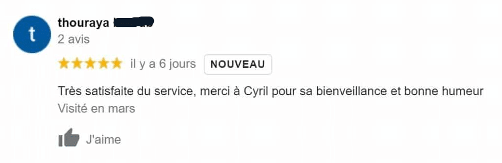Capture d'avis de Thouraya B.