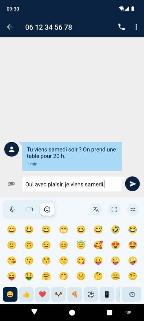 Dictée IA — emojis (capture d'écran)