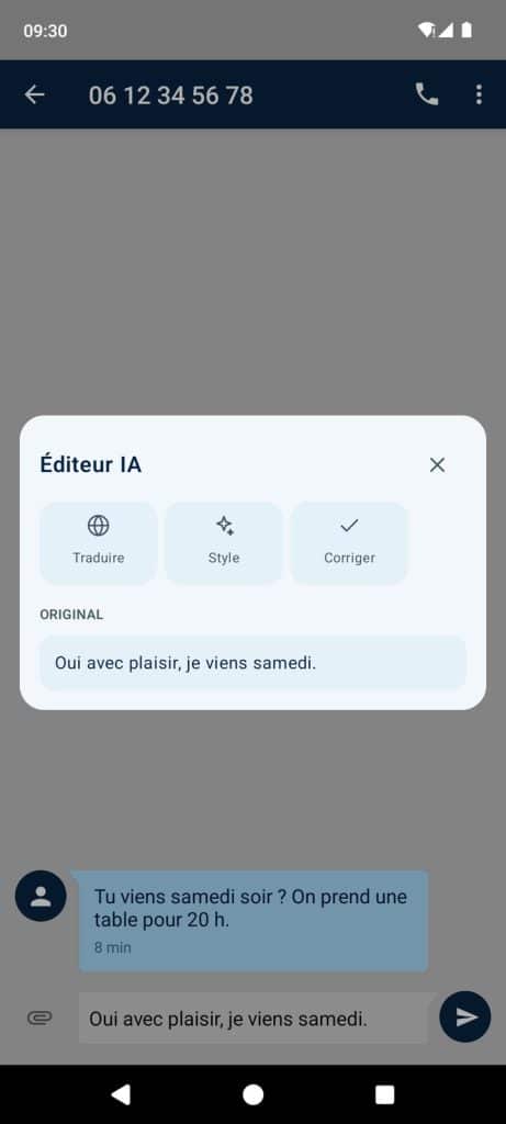 Dictée IA — Éditeur IA (capture d'écran)